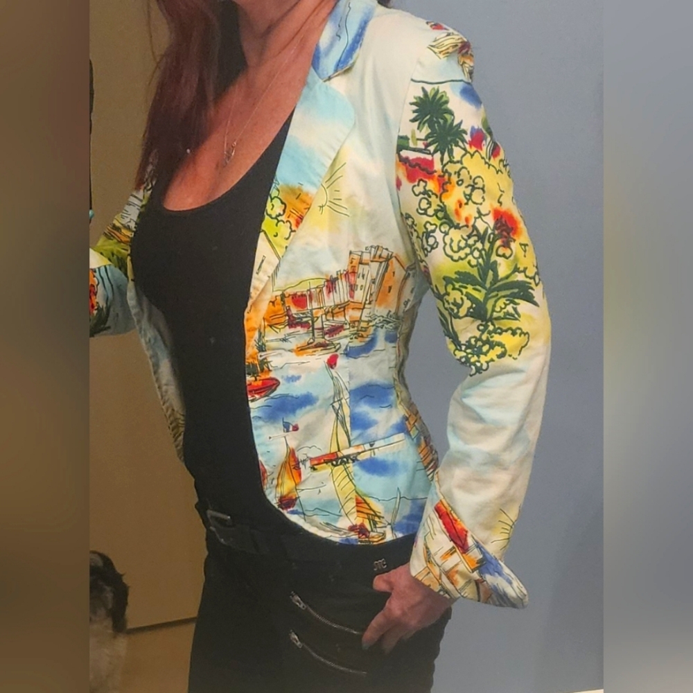 Gianfranco Ferre watercolor cropped jacket sml